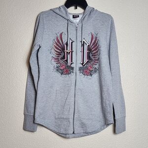 Harley-Davidson Gray Zip-Up Hoodie Women's Medium